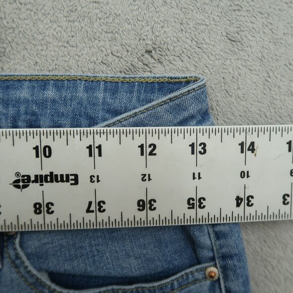 YMI Jeans Junior's Size 5 Blue High-Rise Super Flare Denim 32" Inseam Distressed - Picture 4 of 16